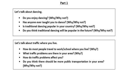 Speaking Test Part 1