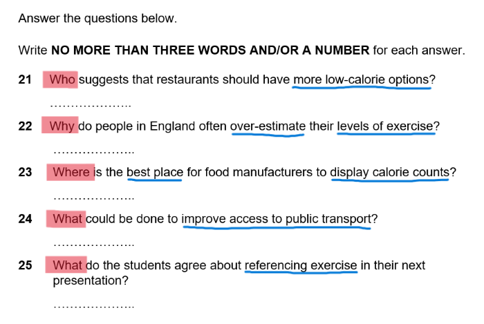 IELTS Listening - Short answer