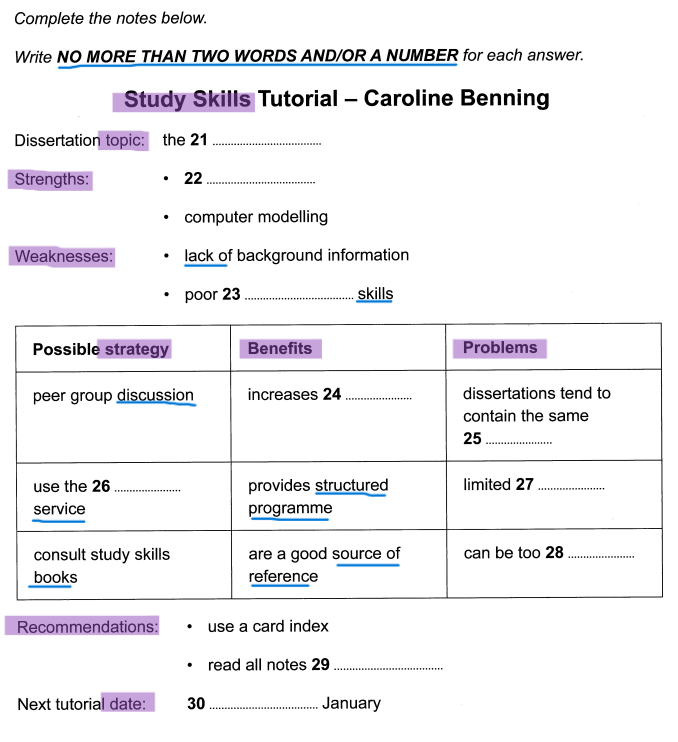 IELTS Listening - Sentence completion