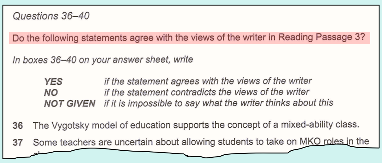 IELTS Reading - Yes/No/Not given