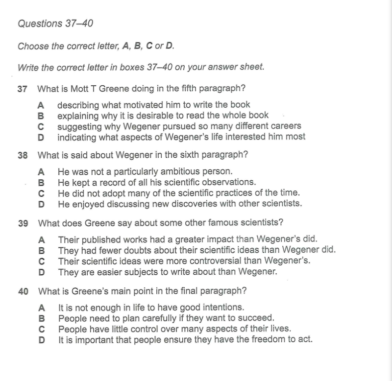 Reading Test Q