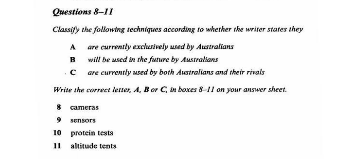 ielts reading categorising information