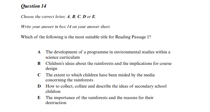 ielts reading choosing a title