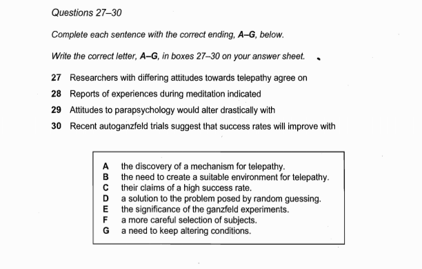 ielts reading matching sentence endings